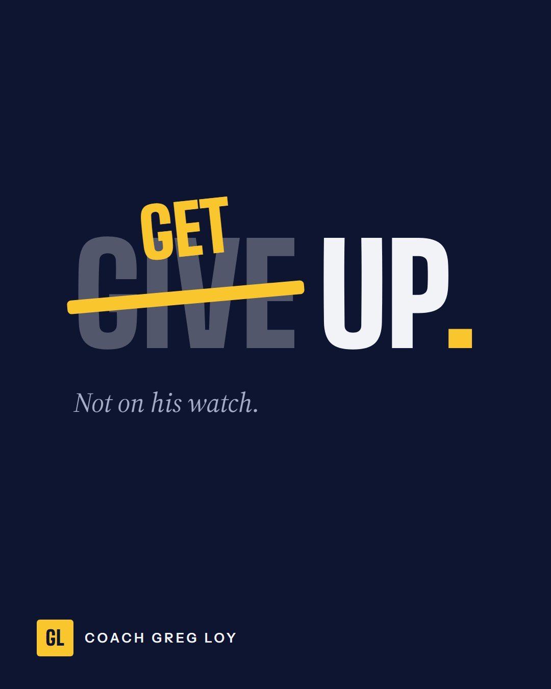 Share card: the words Give up, with Give struck out and corrected to Get